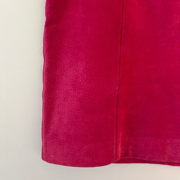 Vintage Barbie Pink Suede Leather Mini A Line Skirt Womens 4 Festival - Picture 4 of 12